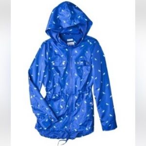 Mossimo Royal Blue Bird Print Rain Jacket